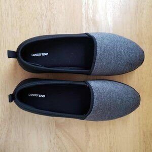 Lands' End Women's Slip-On Knit Flats Gray/Black‎ Comfort Shoes Size 8.5B